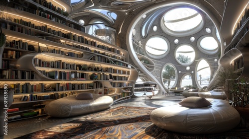 Library room of a beautiful futuristic design
