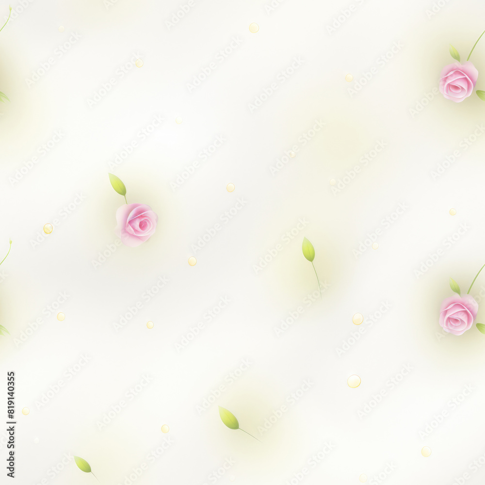 Elegant seamless floral pattern with pink roses and green leaves on a light background. Perfect for wallpaper, wrapping paper, and fabric design. Elegant seamless floral pattern with pink roses and green leaves on a light background. Perfect for wallpaper, wrapping paper, and fabric design.