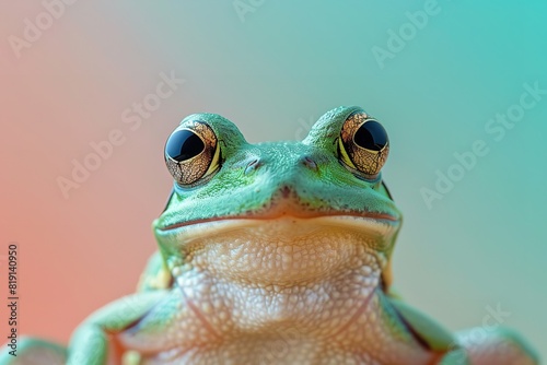 February leap  a green frog on a pastel backdrop. Generative Ai