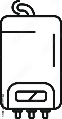 Black and white vector illustration of a sleek, contemporary water heater icon