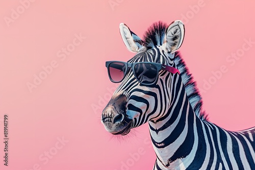 Imaginative animal notion. Zebra in shade from sunglasses. Generative Ai