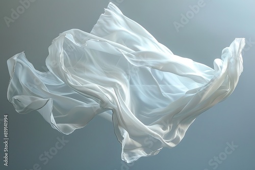 Elegant white fabric cutout that floats. Generative Ai