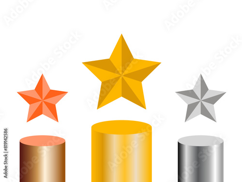 Set of decorative ceremony award trophy 3d vector illustration 