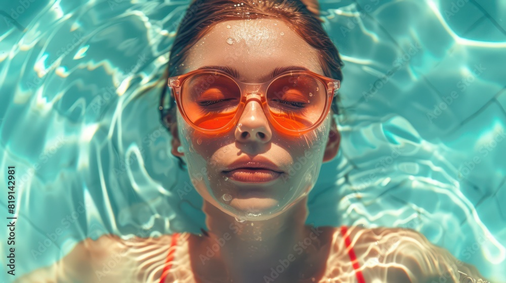 Naklejka premium Sexy woman wearing a bikini playing in the water