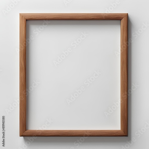 wooden frame on white wall  frame mockup