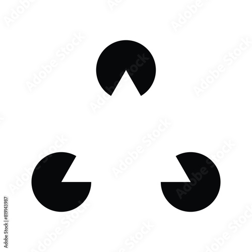 Gestalt triangle Geometric figures example Illusion illustration, negative space triangle