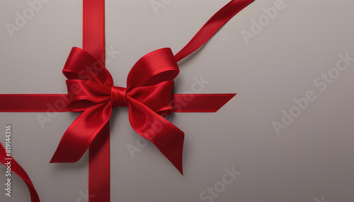 red ribbon with bow on white background generated AI