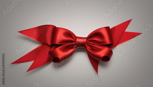 red ribbon with bow on white background generated AI