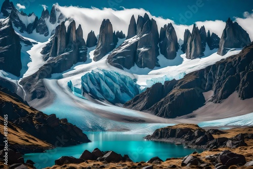 Go for a dramatic Patagonian mountain vista with rugged cliffs and icy blues.
