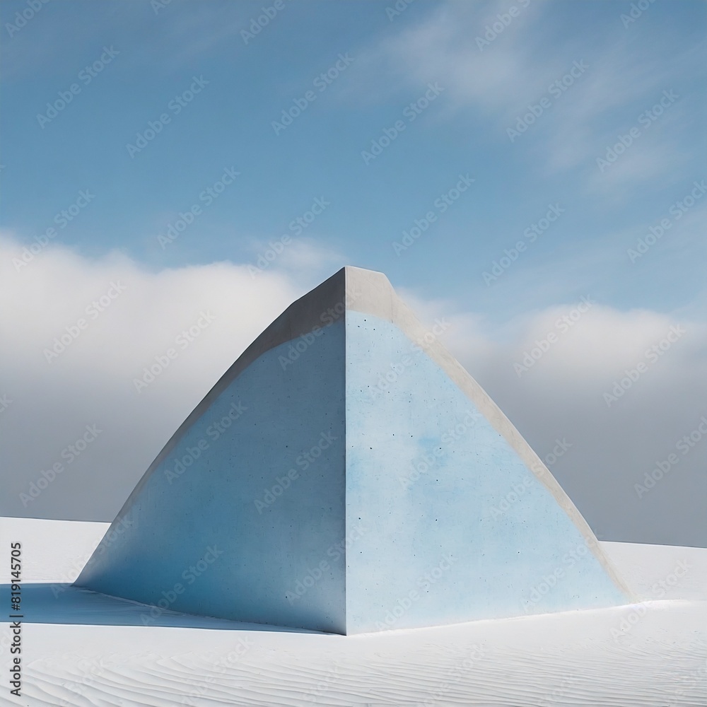Absract Architecture Blue Concrete Sculpture