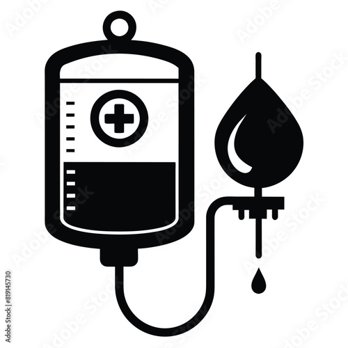 Intravenous saline drip icon, world cancer day and chemotherapy, blood transfusion vector icon, vector