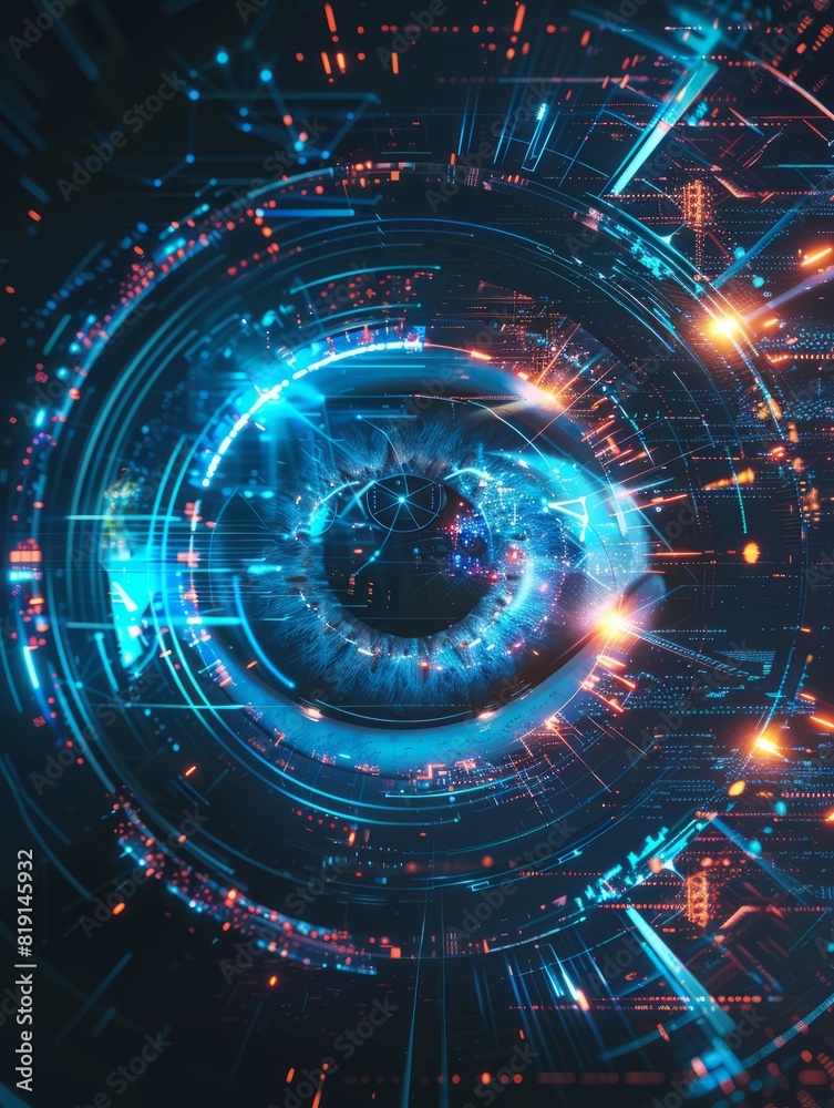 Fototapeta premium futuristic digital eye data network and cyber security technology background