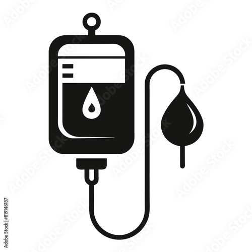 Intravenous saline drip icon, world cancer day and chemotherapy, blood transfusion vector icon, vector