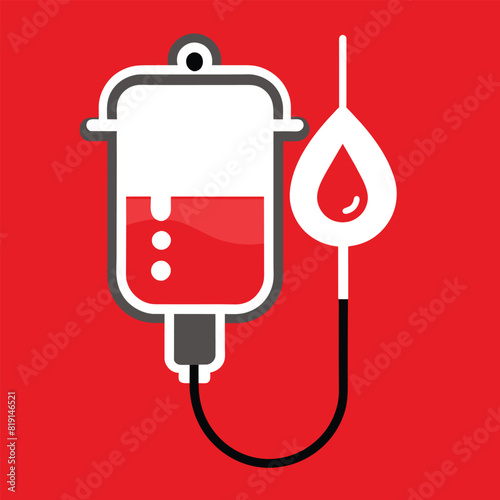 Intravenous saline drip icon, world cancer day and chemotherapy, blood transfusion vector icon, vector