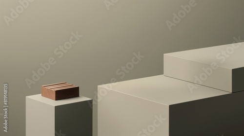 Stone podium. Abstract background with minimalist style for product brand presentation. Mockup pedestal. Generated image