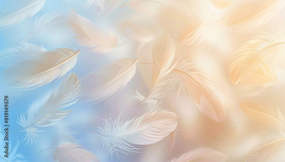 Abstract Background with Floating Feathers - Add a delicate look with this abstract background featuring floating feathers, perfect for creating a soft and whimsical atmosphere