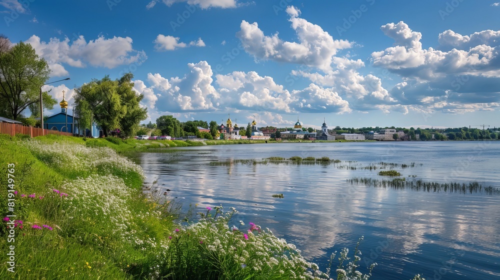 Kostroma, Russia: Riverbanks by Volga and Kostroma rivers