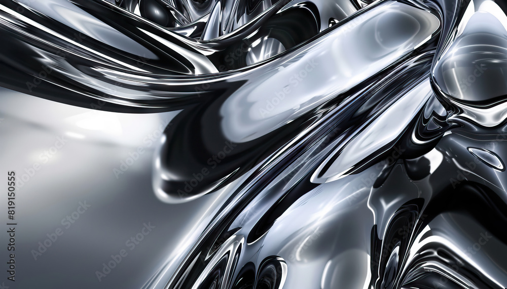 Abstract Digital Artwork with Liquid Metal Effect - Add a metallic look with this abstract digital artwork featuring a liquid metal effect, perfect for creating a futuristic and industrial style