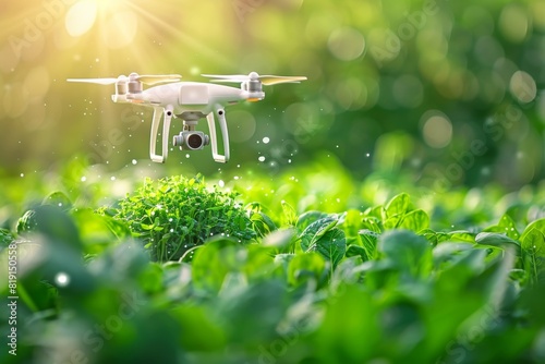 Agriculture field farm equipment with technology integration in colorful drone agriculture using agricultural drones for farm solutions in rural smart farming landscapes.