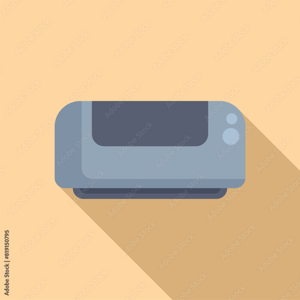 Minimalist flat design vector illustration of a modern gray toaster oven on a beige background