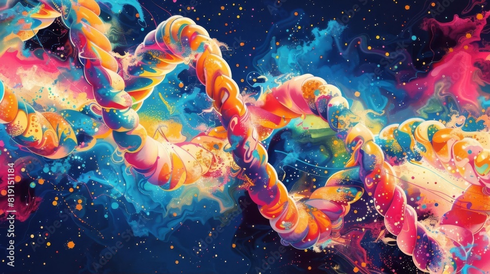 Vibrant dna helix in dynamic colors Vibrant dna helix in dynamic colors