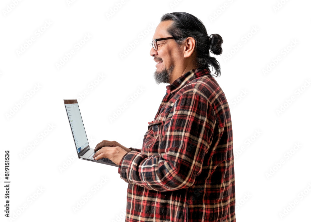Native American Man Using Laptop Native American Man Using Laptop