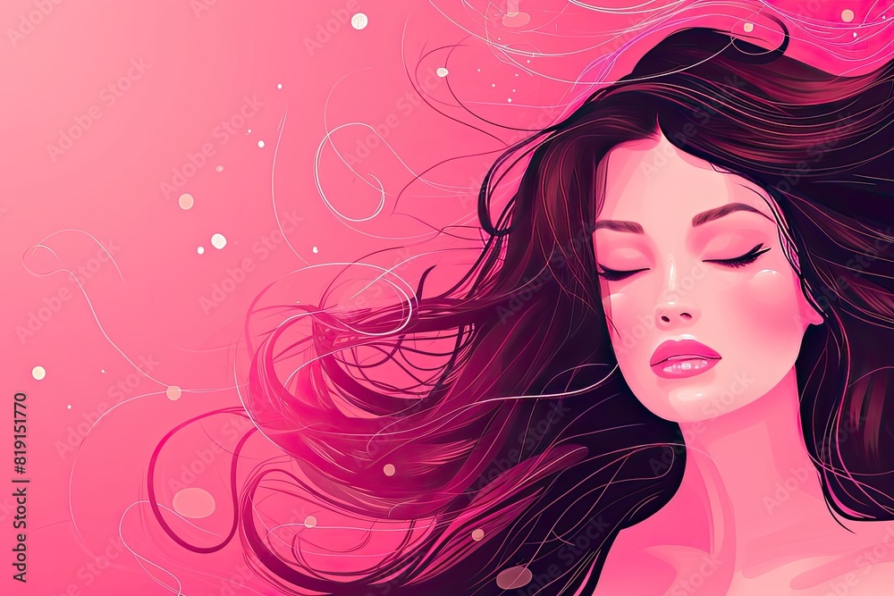 beautiful girl vector waving hair in pink background beautiful girl vector waving hair in pink background