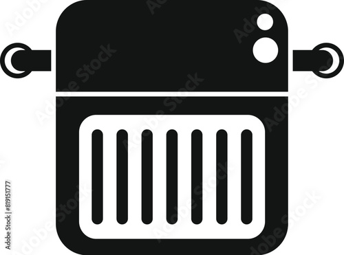 Vintage microphone icon illustration in black and white with a classic, oldfashioned design. Perfect for music, audio, and recording studio graphic illustration. Retro silhouette media technology