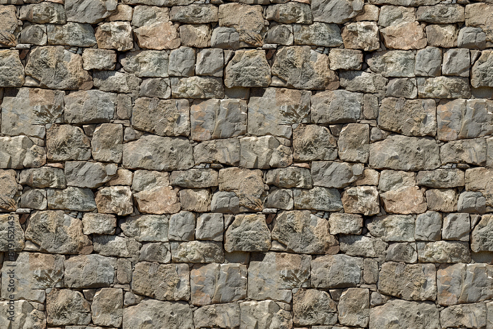 Stone wall pattern with natural rock texture, seamless design for rustic decoration, rugged tile ornament Stone wall pattern with natural rock texture, seamless design for rustic decoration, rugged tile ornament