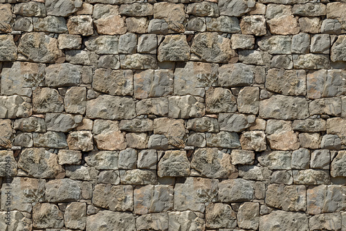 Stone wall pattern with natural rock texture  seamless design for rustic decoration  rugged tile ornament