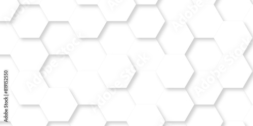 Abstract Vector pattern with hexagonal white and gray technology line paper background. Hexagonal 3d grid tile and mosaic structure mess cell. white and gray hexagon honeycomb geometric copy space.