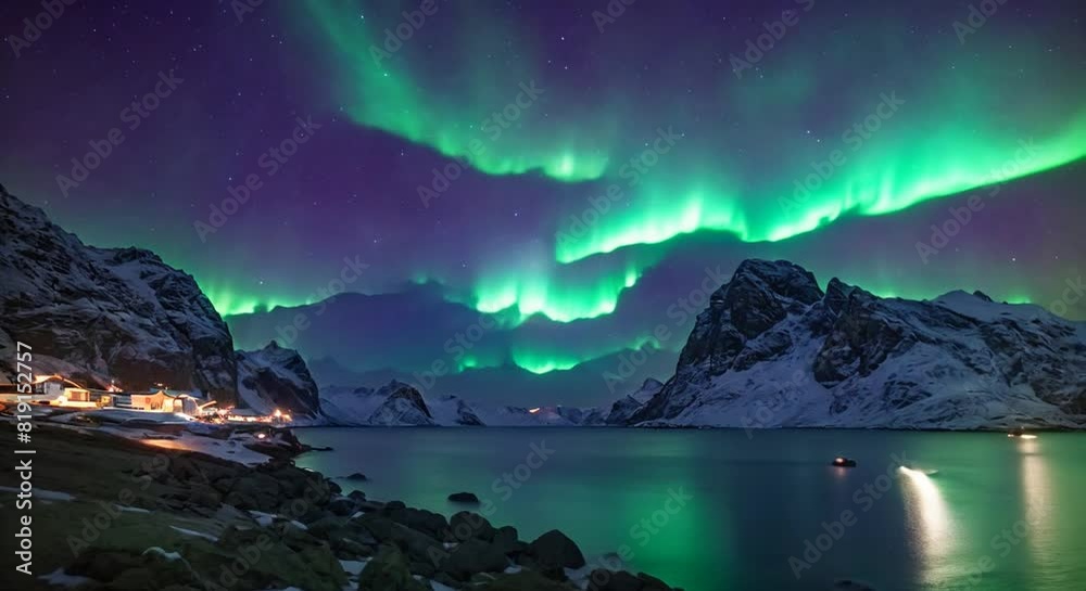 A Symphony of Light in the Arctic Sky: The Aurora Borealis over Hamnoy A Symphony of Light in the Arctic Sky: The Aurora Borealis over Hamnoy