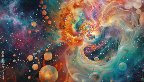 Abstract Digital Artwork with Cosmic Patterns - Add a cosmic touch with this abstract digital artwork featuring cosmic patterns  perfect for creating a mystical and otherworldly look.