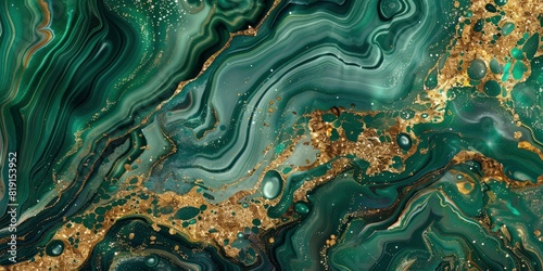 Malachite green and gold marble texture