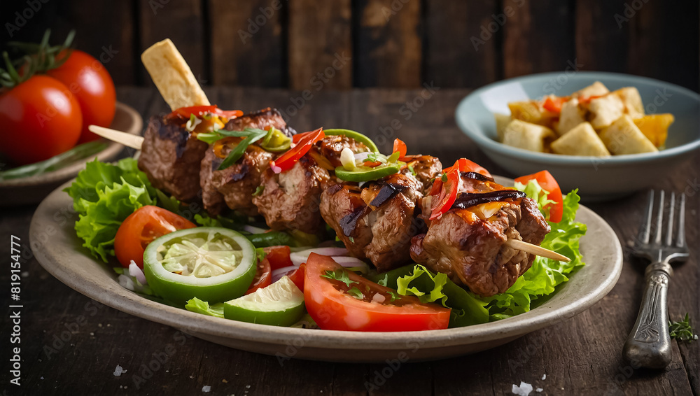 Souvlaki Greek food closeup