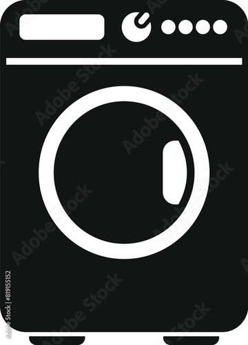 Modern frontloading washing machine icon for laundry care and cleaning. Isolated flat vector symbol for household appliance. Minimalist black and white design photo