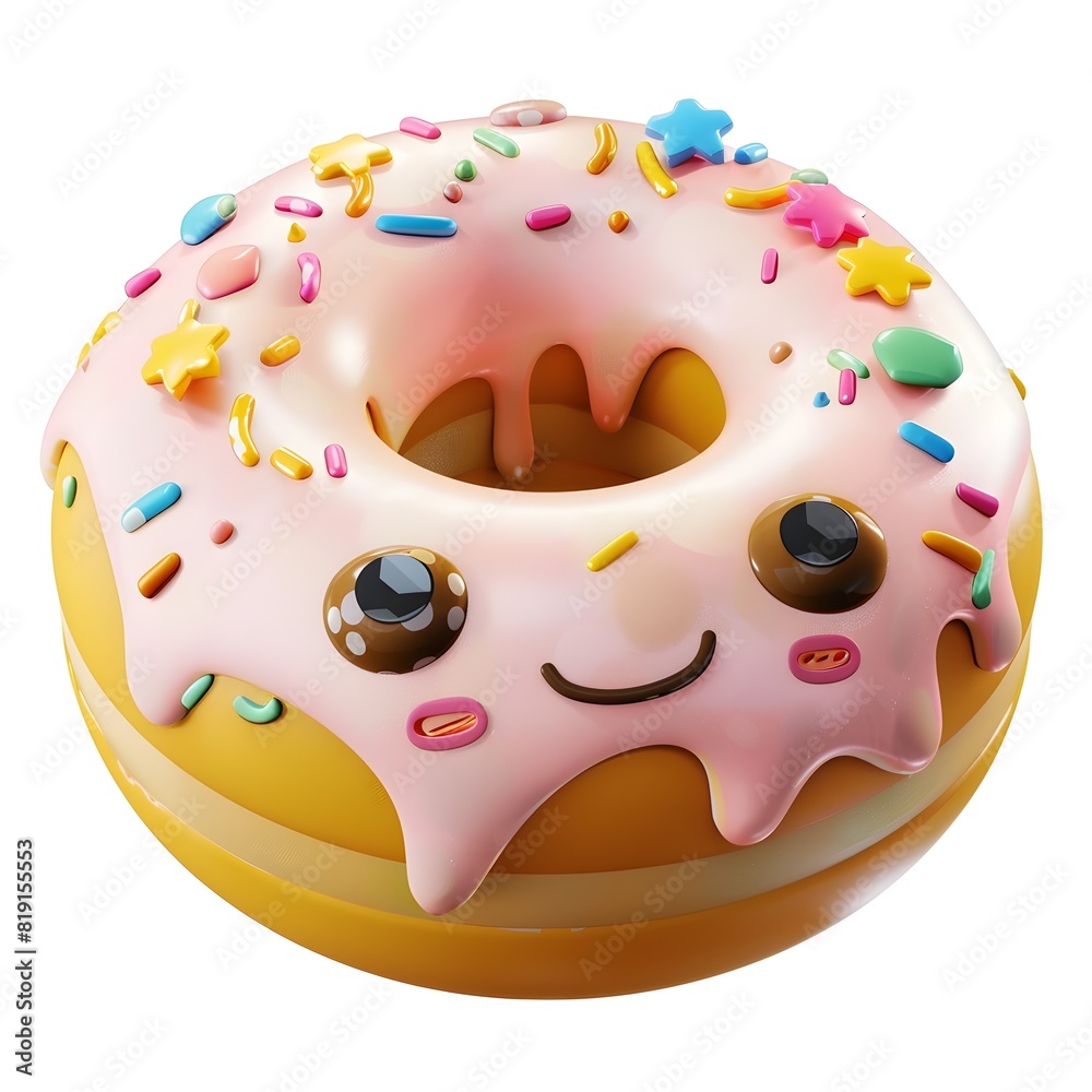Delightful Glazed Donut with Vibrant Sprinkles on White Background Delightful Glazed Donut with Vibrant Sprinkles on White Background