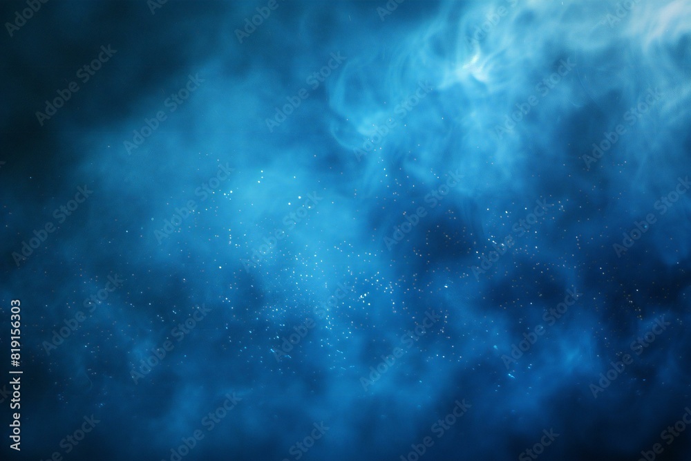 Abstract blue background with smoke and stars,  Space for your text