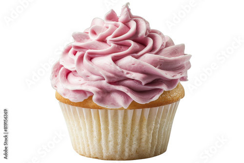 Delicious cupcake with creamy pink frosting on a vanilla base, perfect for celebrations, parties, and special occasions.