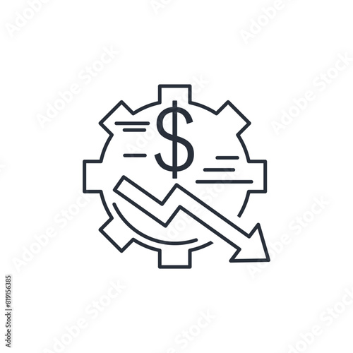 Mechanism, finance, demotion. Vector linear icon isolated on white background.