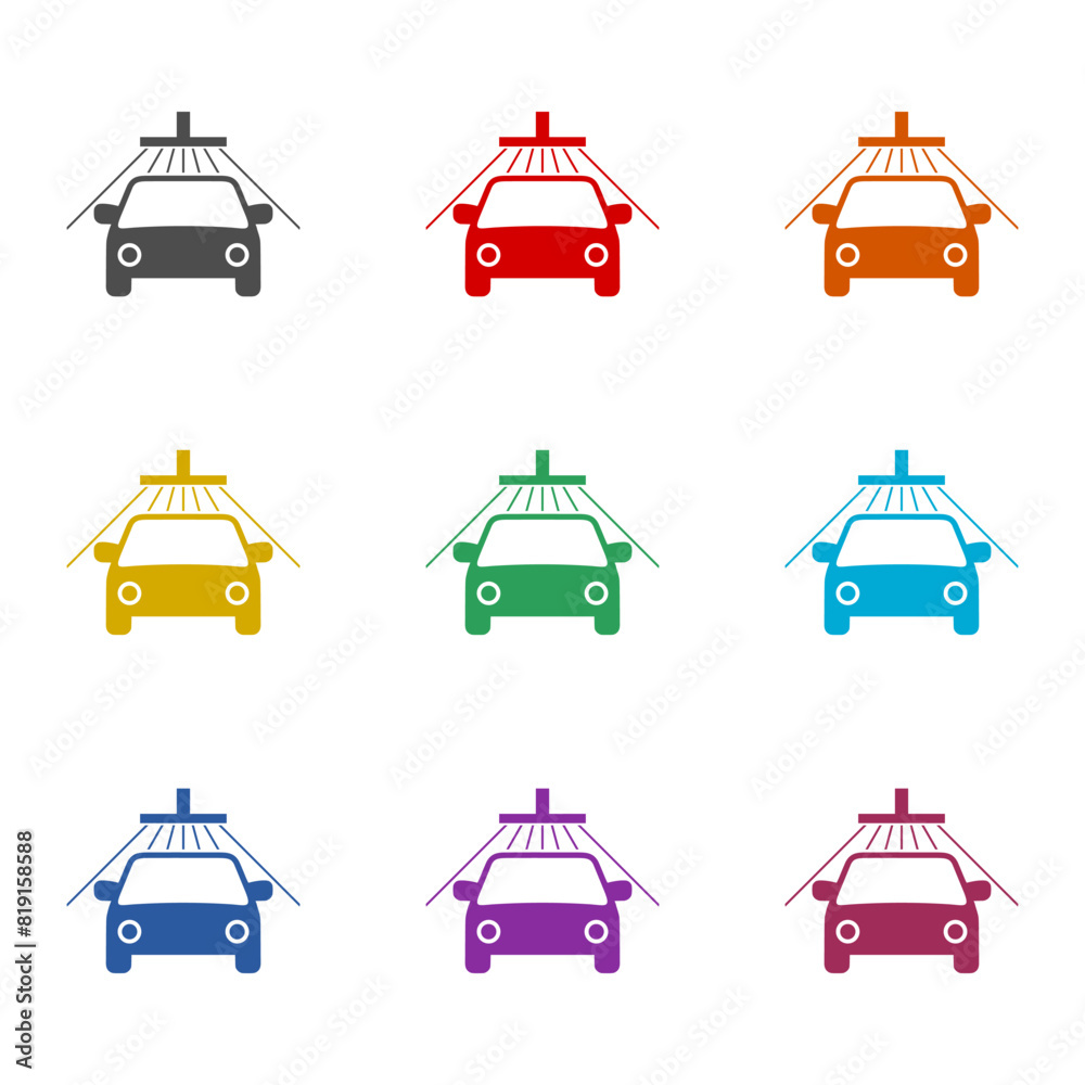 Car wash sign icon isolated on white background. Set icons colorful Car wash sign icon isolated on white background. Set icons colorful