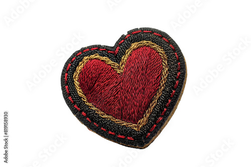Heart-shaped embroidered patch with intricate stitching. Ideal for clothing decoration  crafting  and personalization. Adds a touch of handmade charm.