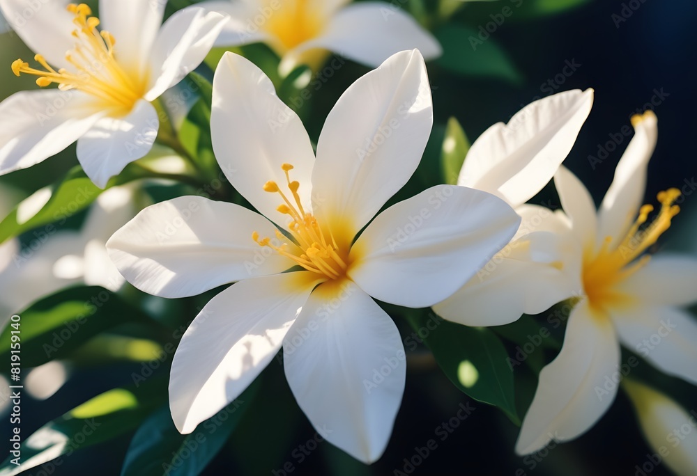 Fototapeta premium Jasmine flower closeup Realistic Light understand sun light significantly summer flower concept