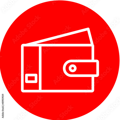 Wallet Line White Circle Red Icon Design