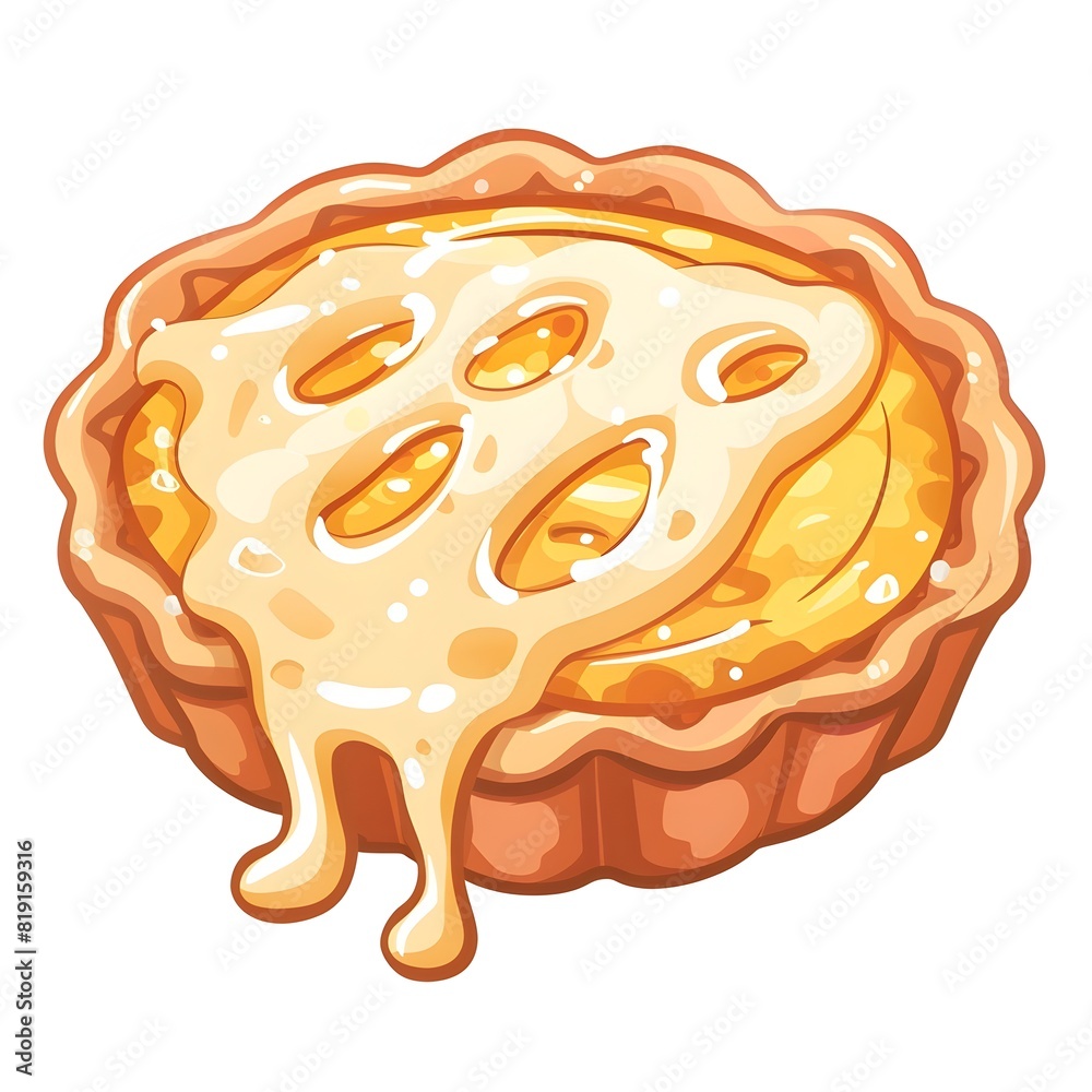 Delectable Bakewell Tart with Joyful Icing and Charming Chibi Style on Isolated White Background Delectable Bakewell Tart with Joyful Icing and Charming Chibi Style on Isolated White Background