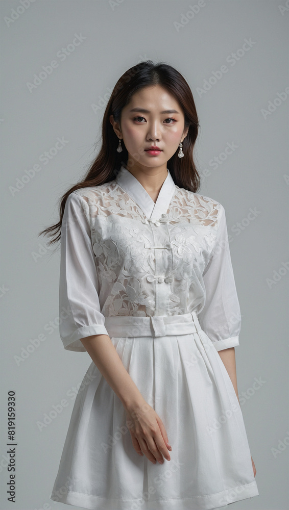 Image of beautiful Korean woman in white dress 9 Image of beautiful Korean woman in white dress 9