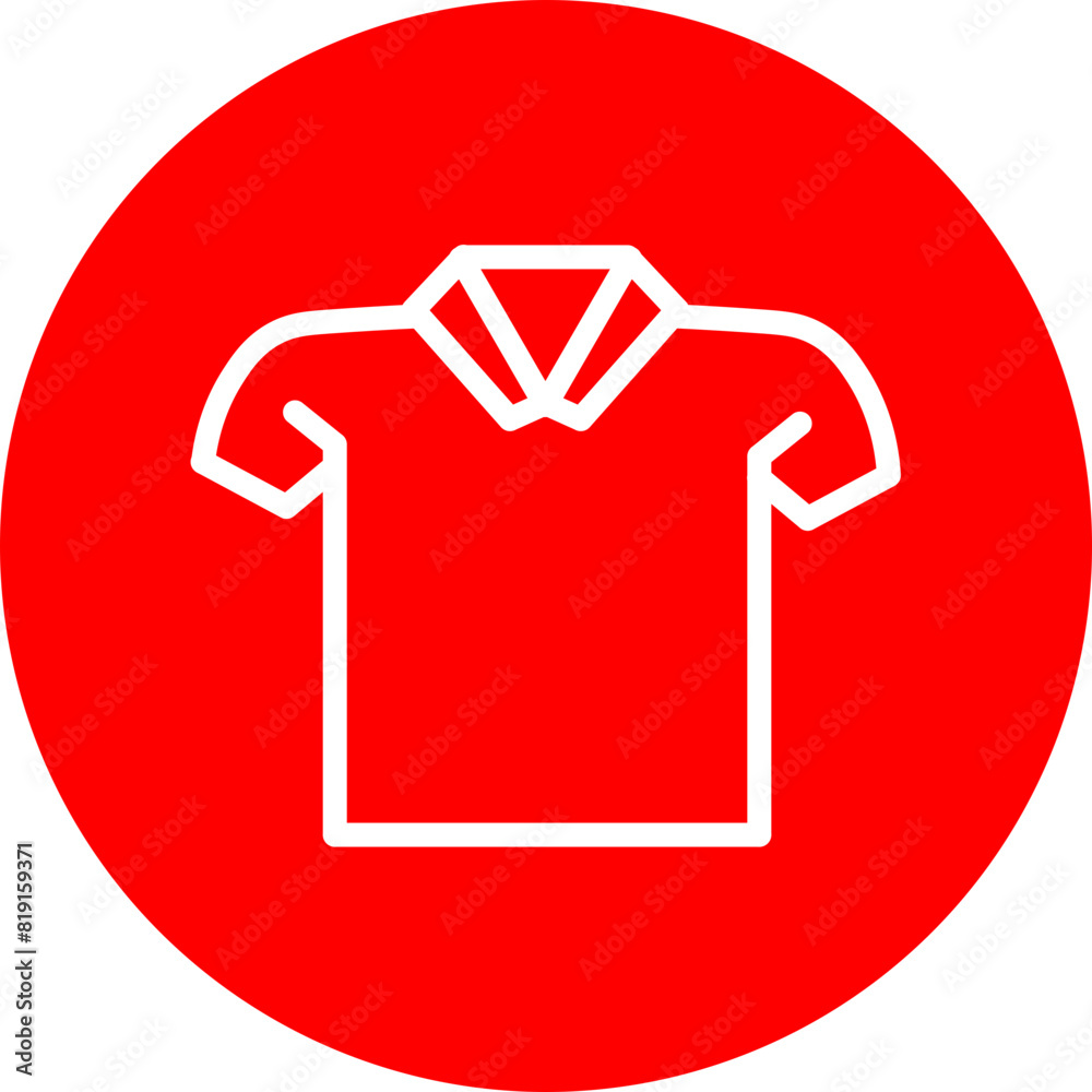 Casual Shirt Line White Circle Red Icon Design Casual Shirt Line White Circle Red Icon Design