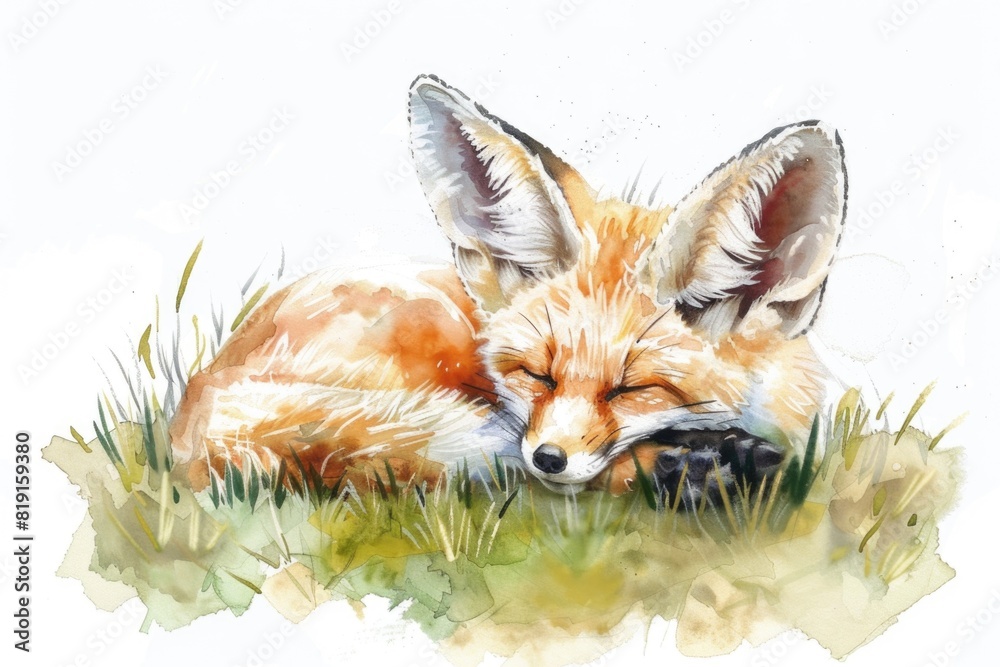 Fototapeta premium Peaceful image of a sleeping fox, ideal for nature themes