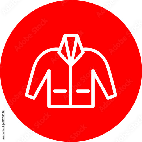 Coat Line White Circle Red Icon Design