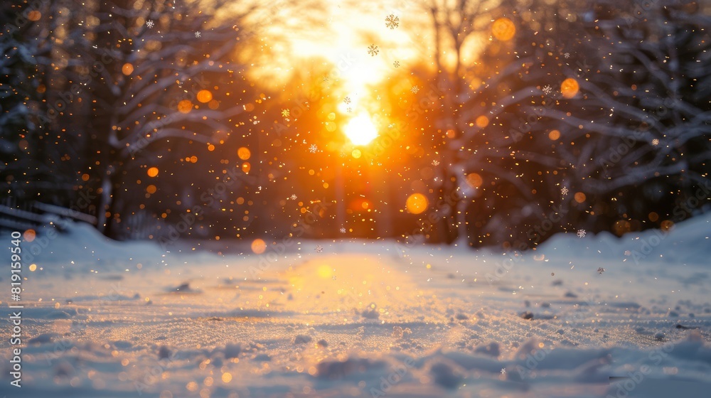 Snowflake falling in beautiful morning light, shining softly in winter nature scene Snowflake falling in beautiful morning light, shining softly in winter nature scene